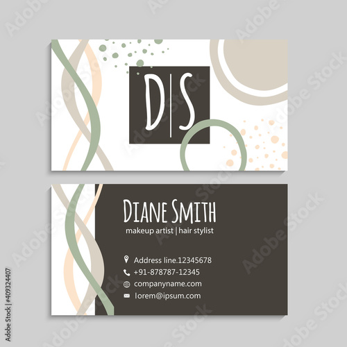 visiting card or business card set. Flyer template design.