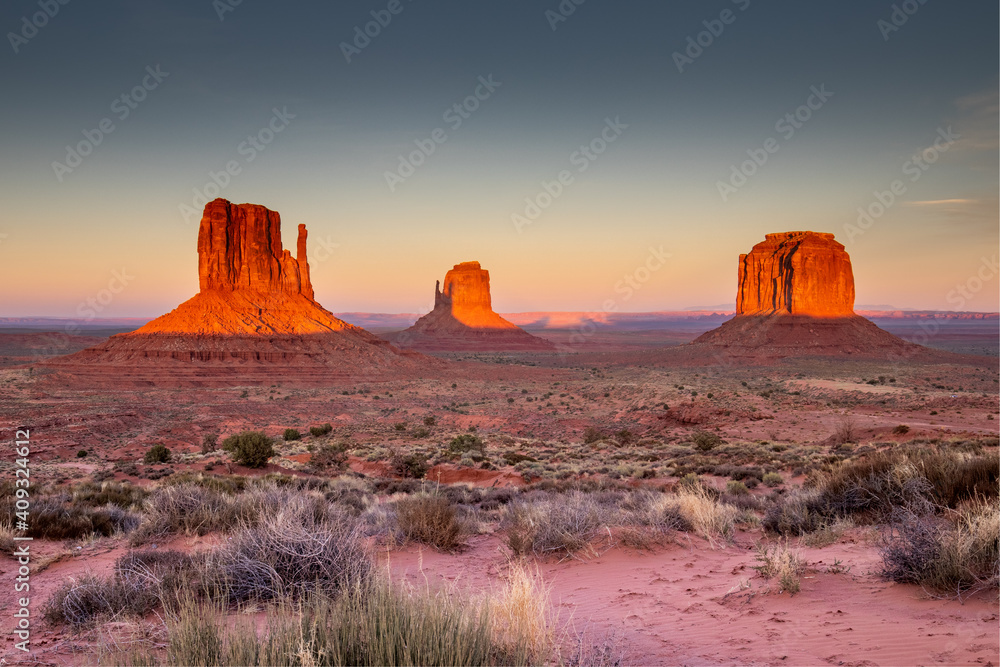 Monument Valley during sunset.