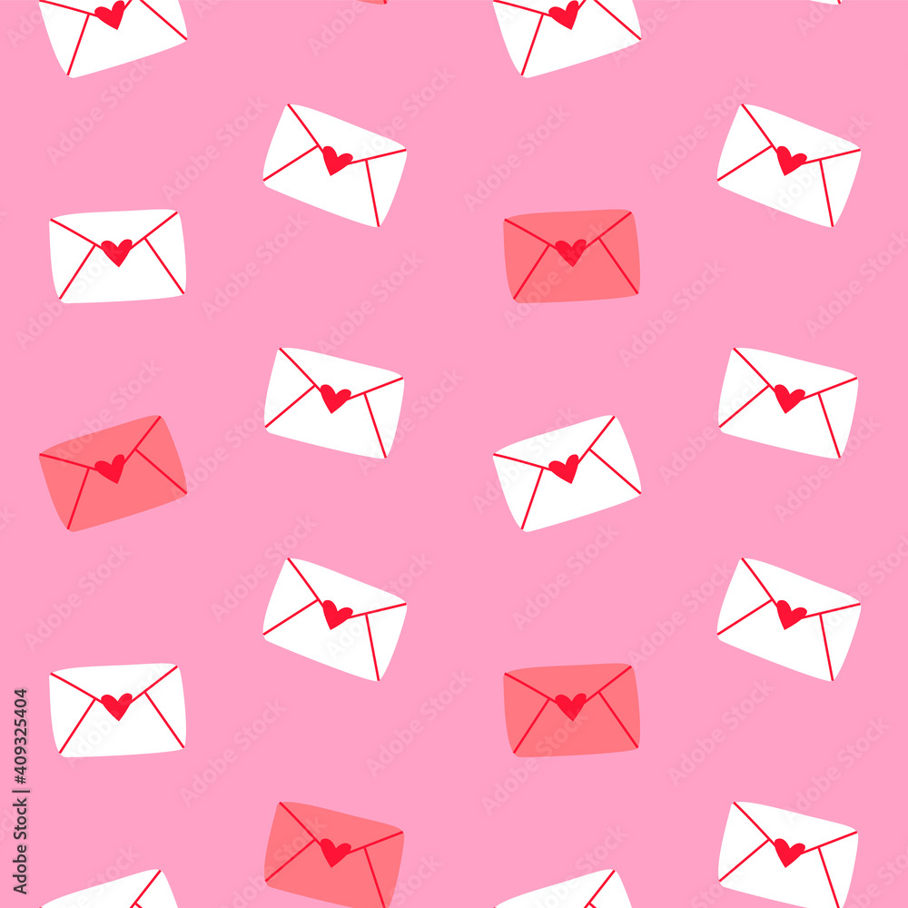 Valentine's Day pink love letter seamless pattern
