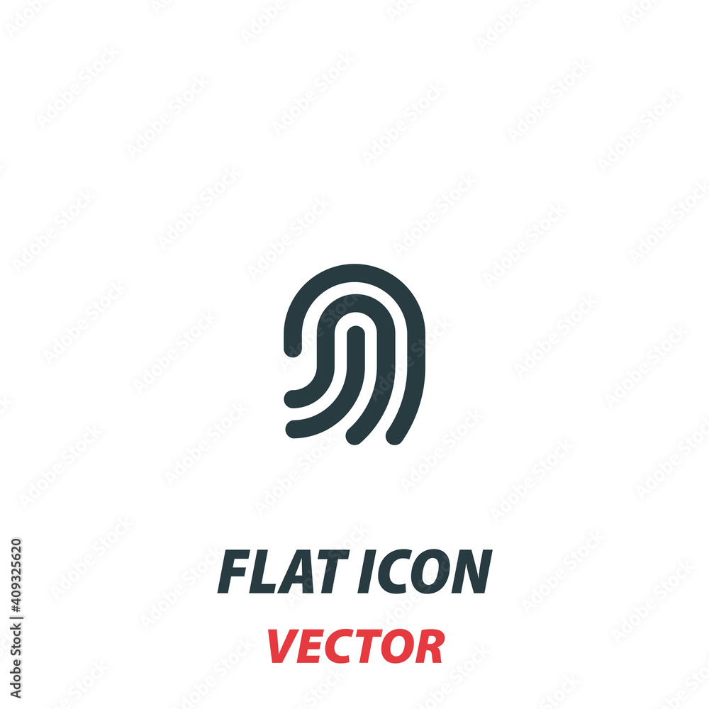 Fingerprint Loop icon in a flat style. Vector illustration pictogram on white background. Isolated symbol suitable for mobile concept, web apps, infographics, interface and apps design Fingerprint Loop icon in a flat style. Vector illustration pictogram on white background. Isolated symbol suitable for mobile concept, web apps, infographics, interface and apps design