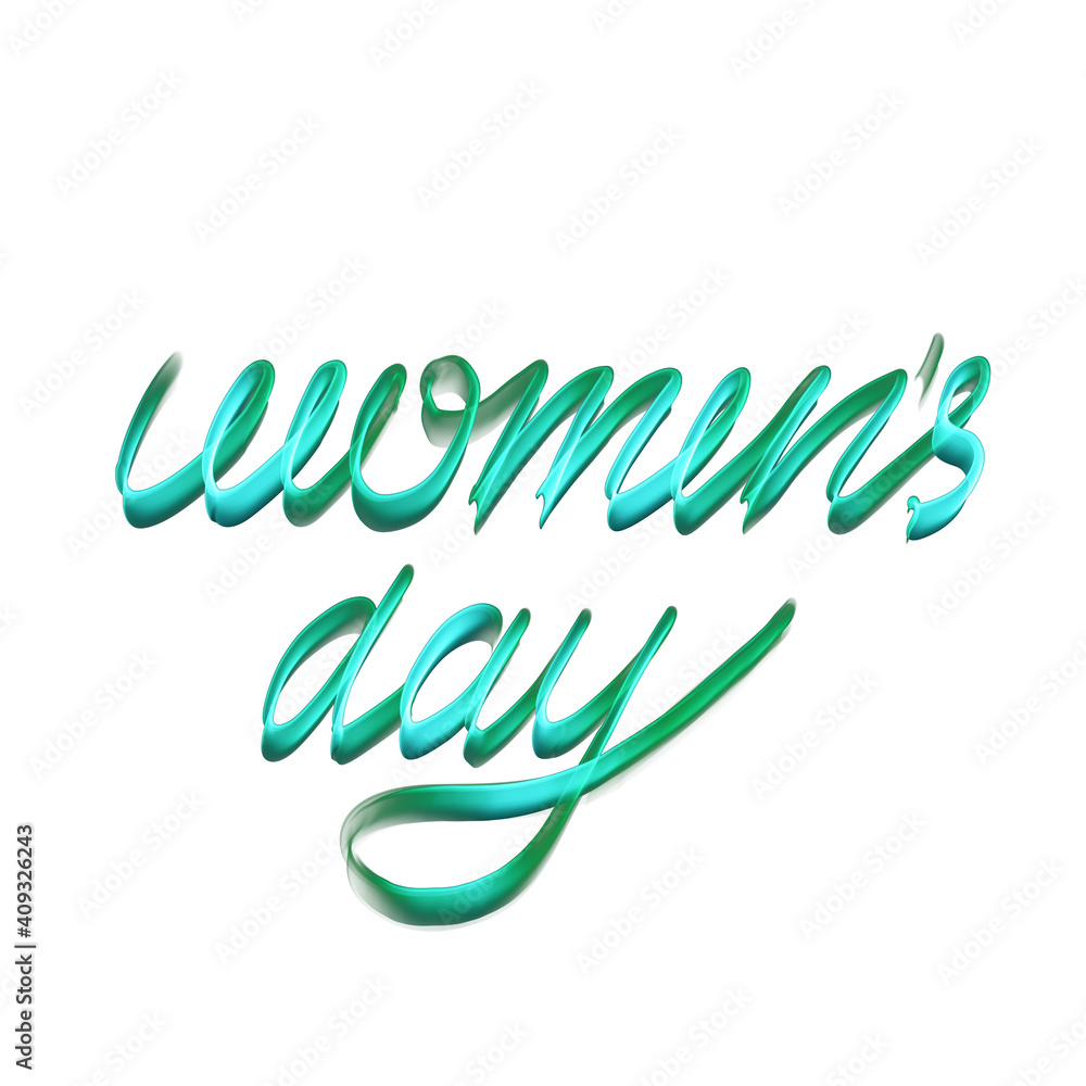 Lettering International Women's Day, 8 March. Cursive. Handwork.