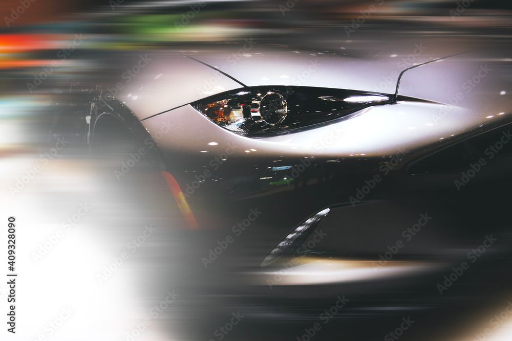 High-speed sports car in motion. Motion blur and abstract car background. High-speed sports car in motion. Motion blur and abstract car background.