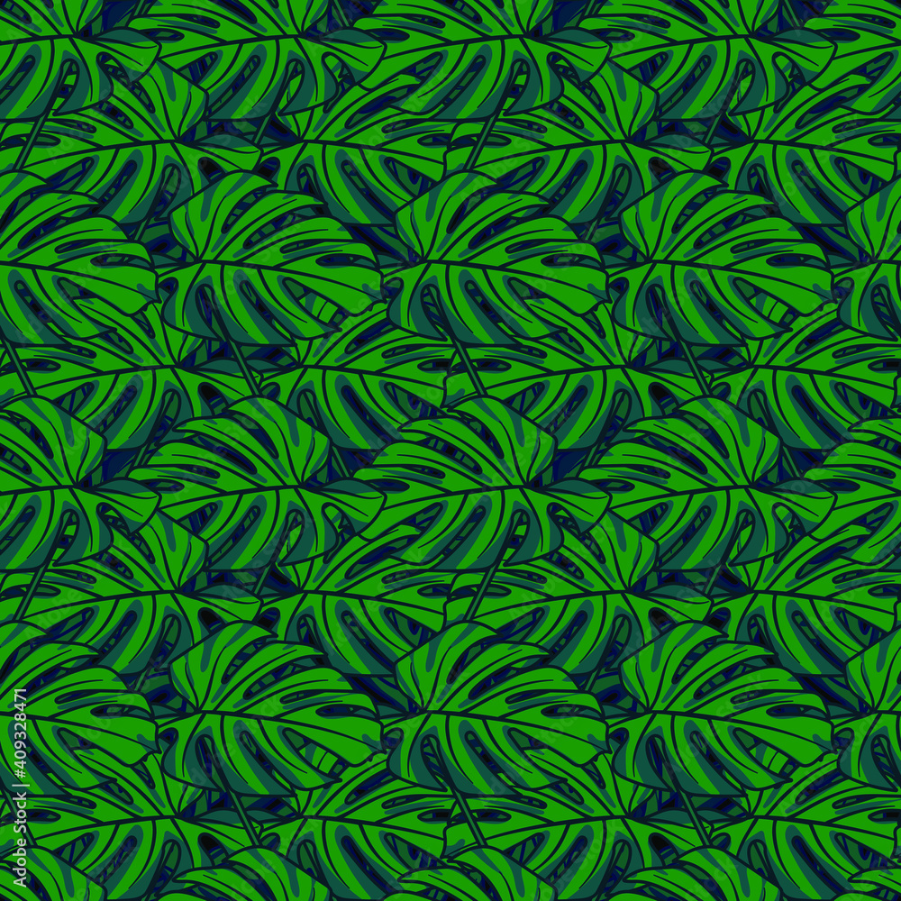 Monstera leaf seamless tropical pattern. Vector stock illustration eps 10. 