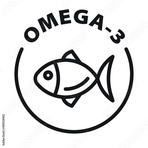 omega 3 black and white outline badge icon