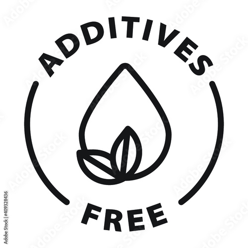 additives free black and white outline badge icon