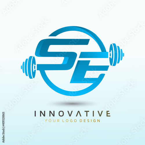 Letter SE crossfit logo, fitness logo, Dumbbell icon, Gym Fitness Logo Images and Vectors, Stock Photos