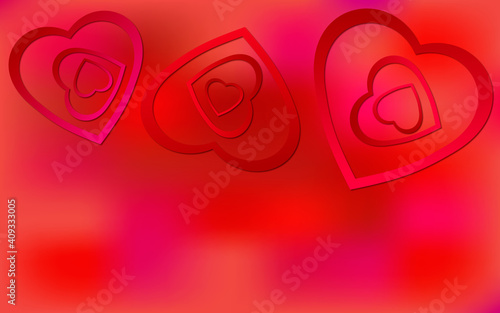 Illustration with red hearts on a red background. Greeting card with hearts
