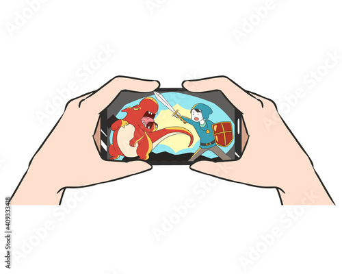 スマホ　両手持ち　ゲーム　RPG系