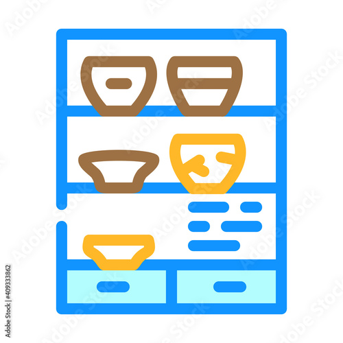 pottery museum exhibit color icon vector illustration