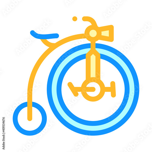 bike technique museum exhibit color icon vector illustration