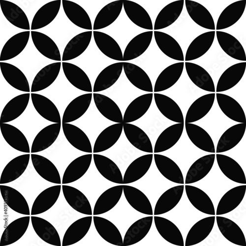 Decorative seamless floral geometric black pattern background