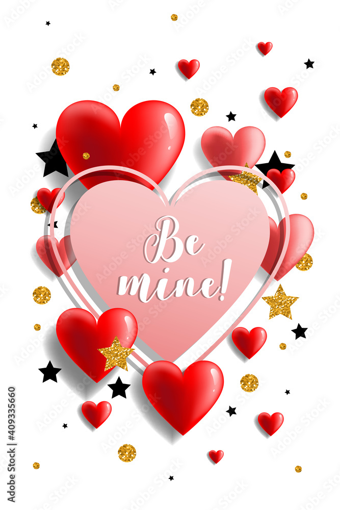 Valentine s day card with lettering. Vector illustration EPS10
