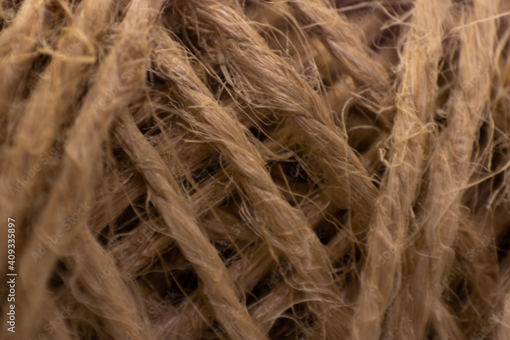 Twine rope jute close-up. Macro photography. Twine rope jute close-up. Macro photography.
