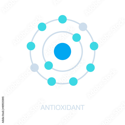 Antioxidant vector icon, radical free oxidant molecule.