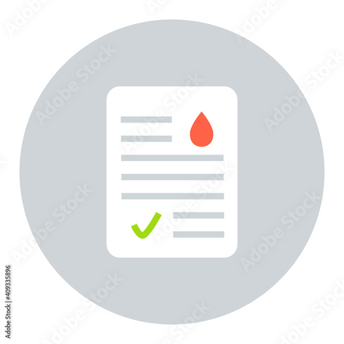 Blood test result lab report health vector icon.