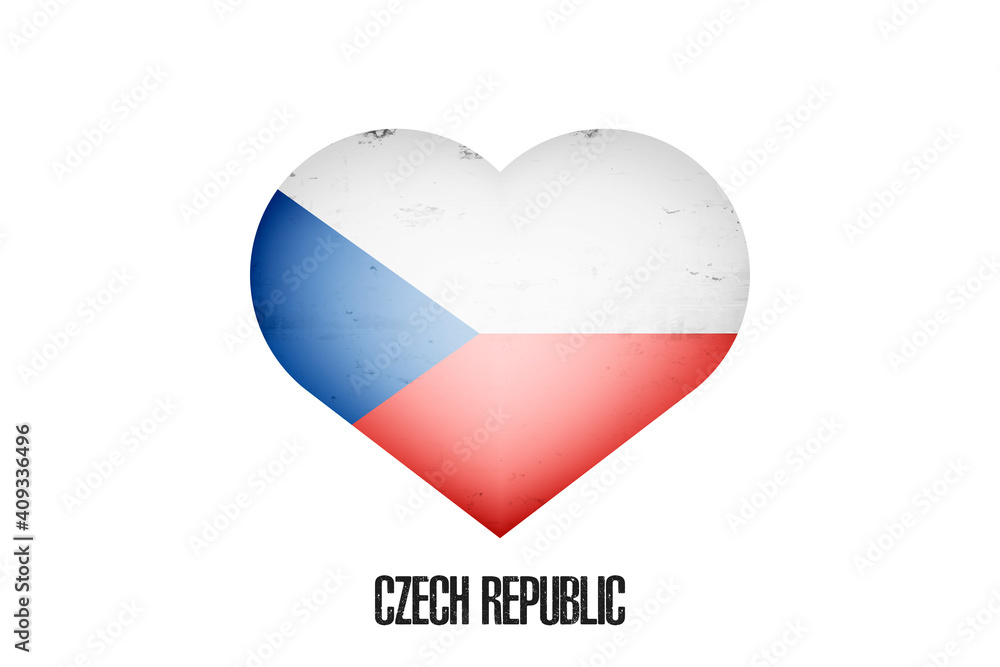 Heart with Czech national flag colors. Flag of Czech Republic in the form of a heart made on an isolated background. Design pattern for greeting card on an Valentines day. Vector illustration Heart with Czech national flag colors. Flag of Czech Republic in the form of a heart made on an isolated background. Design pattern for greeting card on an Valentines day. Vector illustration