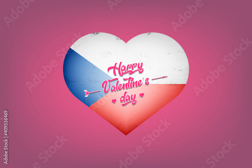 Heart with Czech national flag colors. Flag of Czech Republic in the form of a heart made on an isolated background. Design pattern for greeting card on an Valentines day. Vector illustration