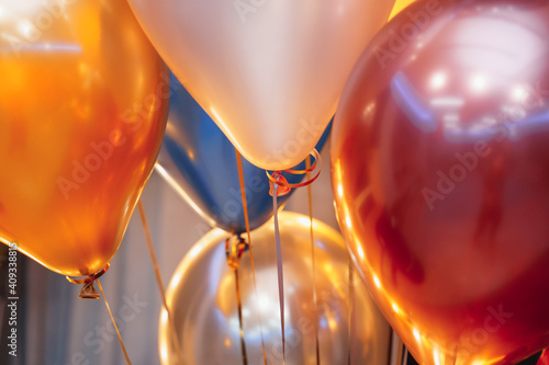 A bunch of beautiful chrome helium balloons for a child's birthday