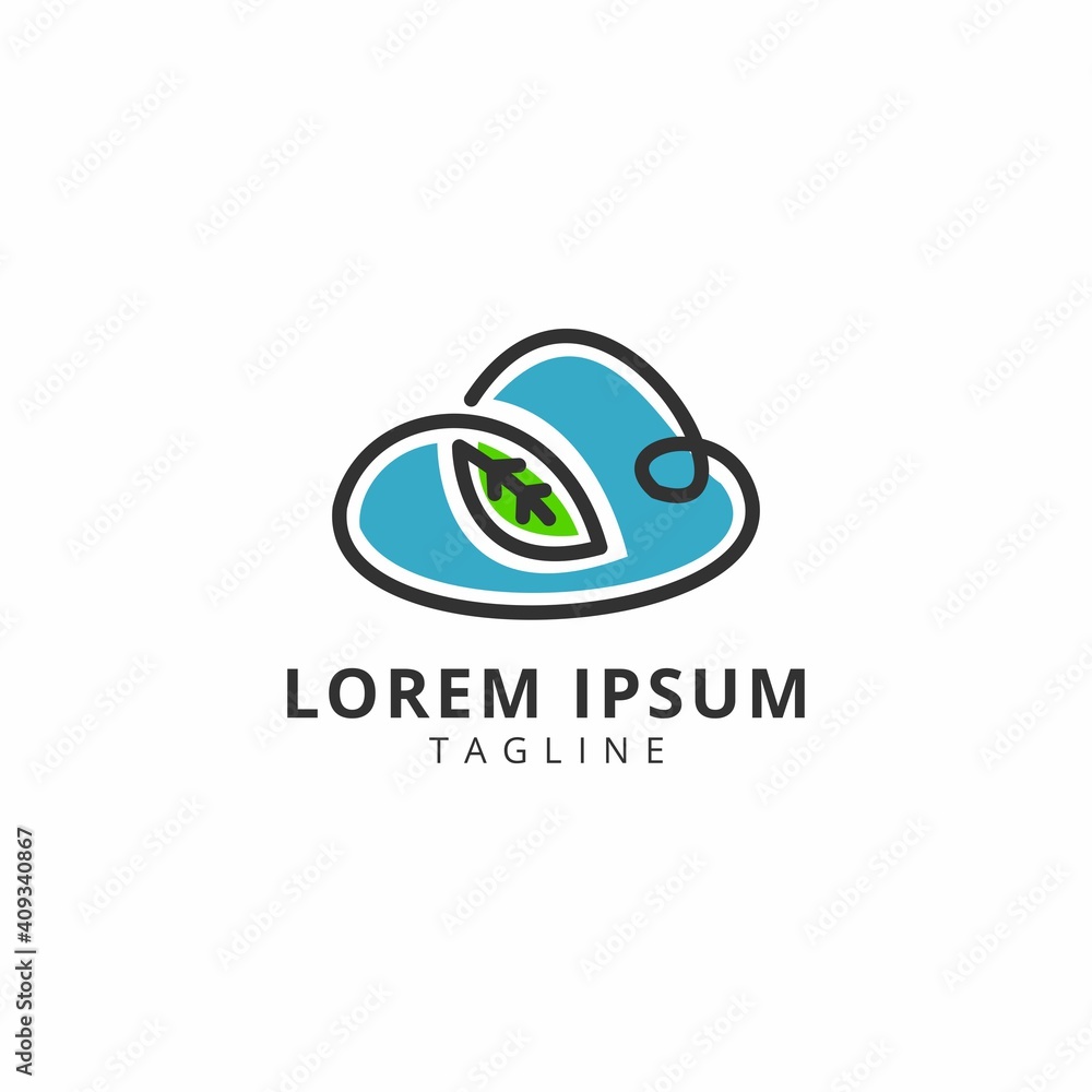MODERN CLOUD AND LEAF NATURE LOGO ICON ILLUSTRATION TEMPLATE MODERN CLOUD AND LEAF NATURE LOGO ICON ILLUSTRATION TEMPLATE