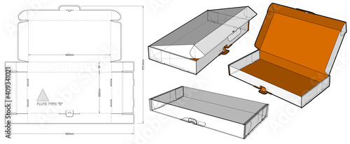 Cardboard box for sending mail. Highly recommended for technological and electronic products. Ease of assembly, no need for glue (Internal measurement 40x20x5 cm) and Die-cut Pattern.