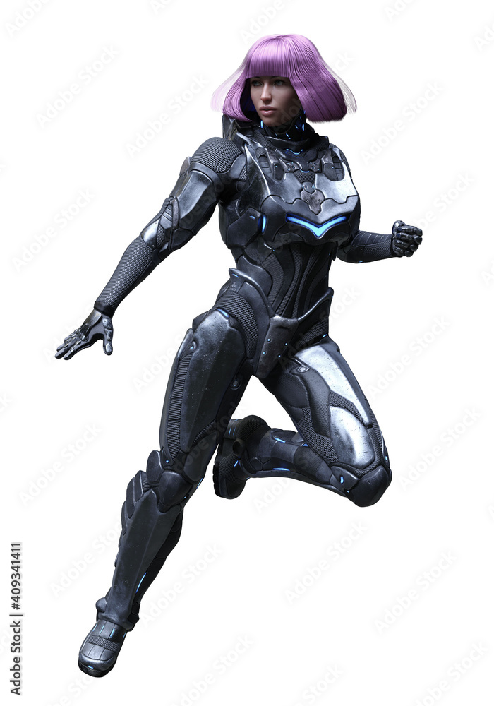 The Warrior Cyborg in Isolated Fight The Warrior Cyborg in Isolated Fight