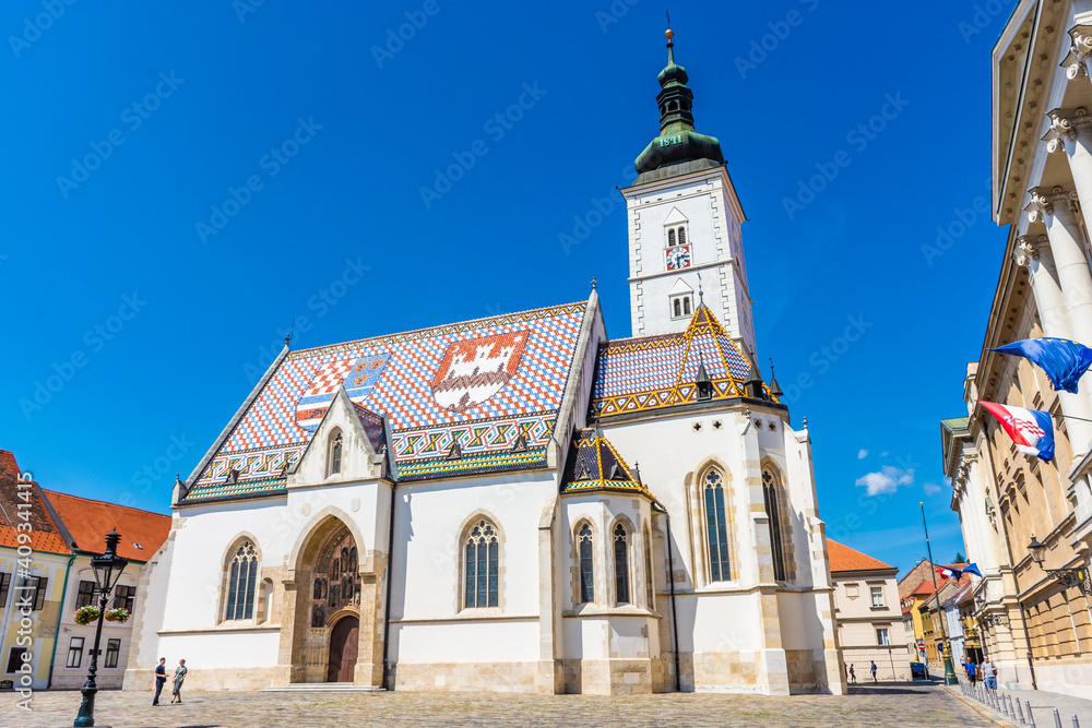 Obraz premium ZAGREB, CROATIA, 05 AUGUST 2019: St. Mark's Church