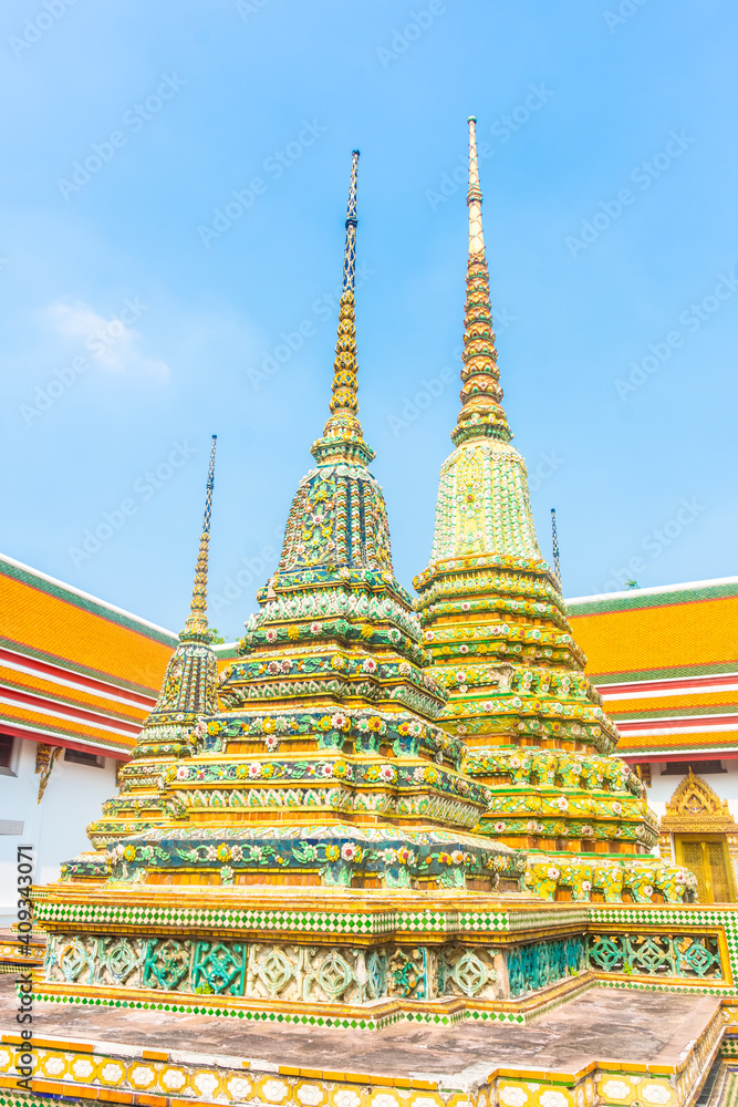 Fototapeta premium Buddhist towers in the Wat Pho Temple, Bangkok, Thailand