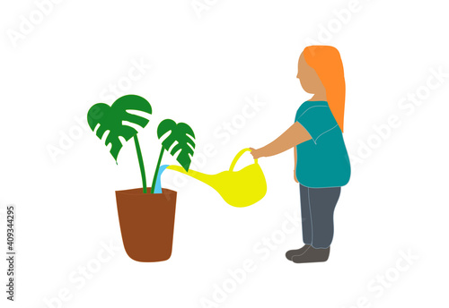 Plant watering concept. Taking care of houseplants.