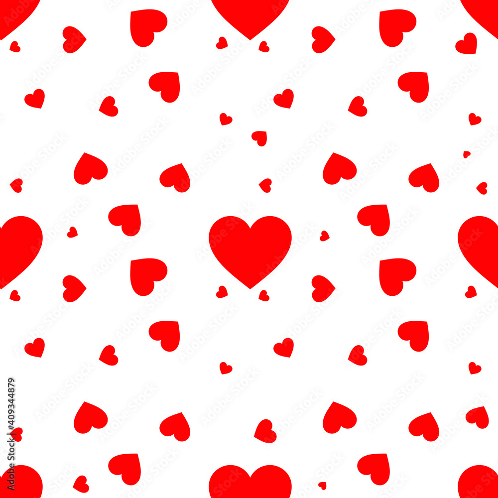 Red hearts on white background, Love seamless pattern for wallpaper, wrapping, scrapbooking, valentine\\\\\\\'s day