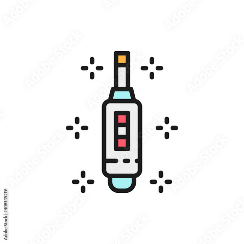 Pregnancy test with positive result flat color line icon.