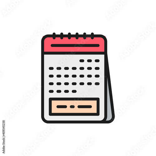 Calendar, menstrual cycle, natural family planning flat color line icon.