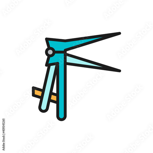 Vaginal speculums, dilator flat color line icon.
