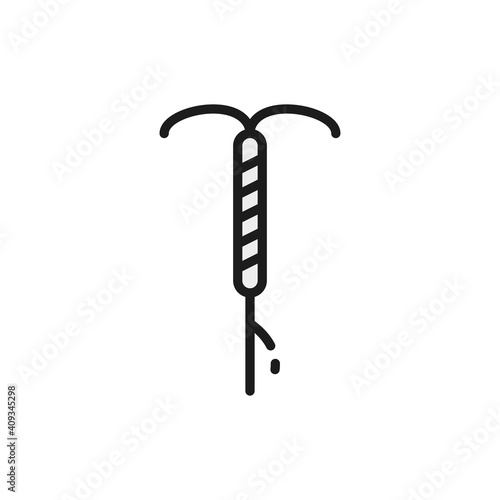 Intrauterine device, contraceptive, hormonal spiral, IUD flat color line icon.