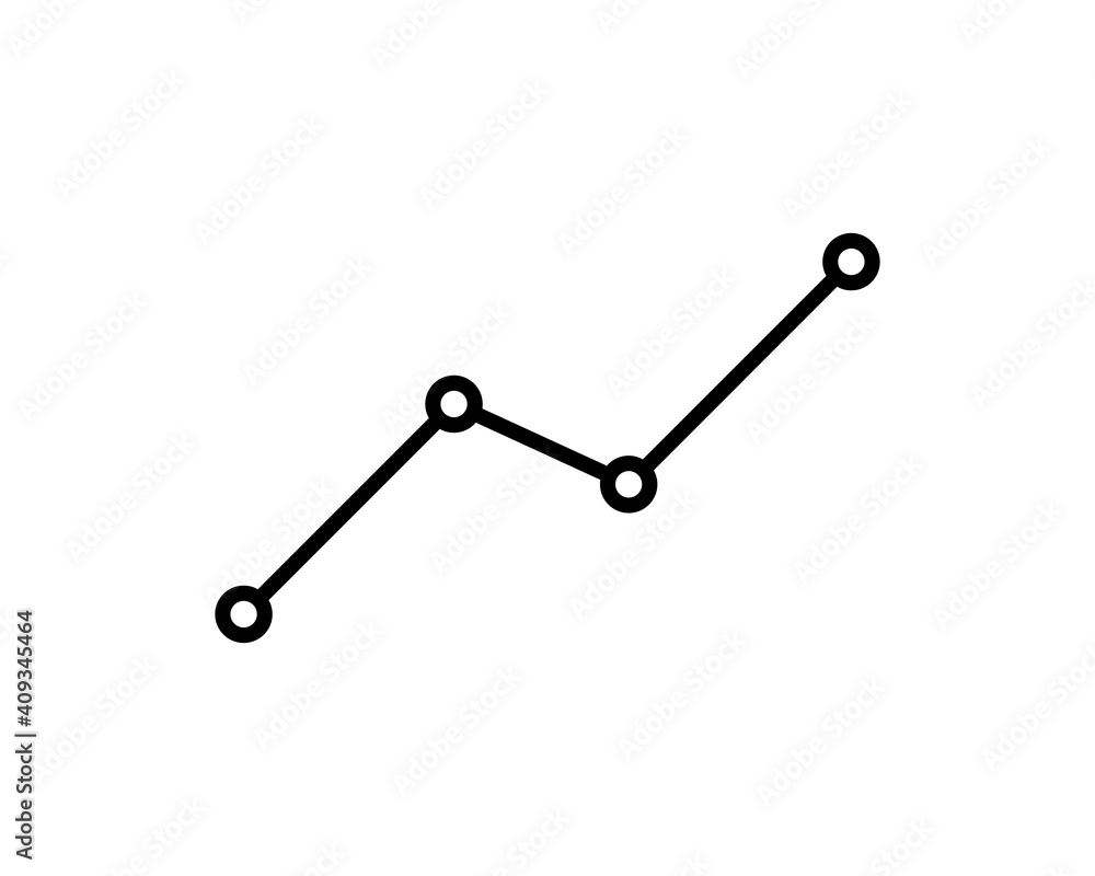 Growing graphic with rising arrow. Flat vector web icon or sign on white background . Collection modern trend concept design style illustration symbol Growing graphic with rising arrow. Flat vector web icon or sign on white background . Collection modern trend concept design style illustration symbol
