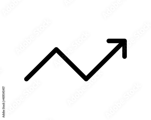 Growing arrow sign. Flat style icon on white background