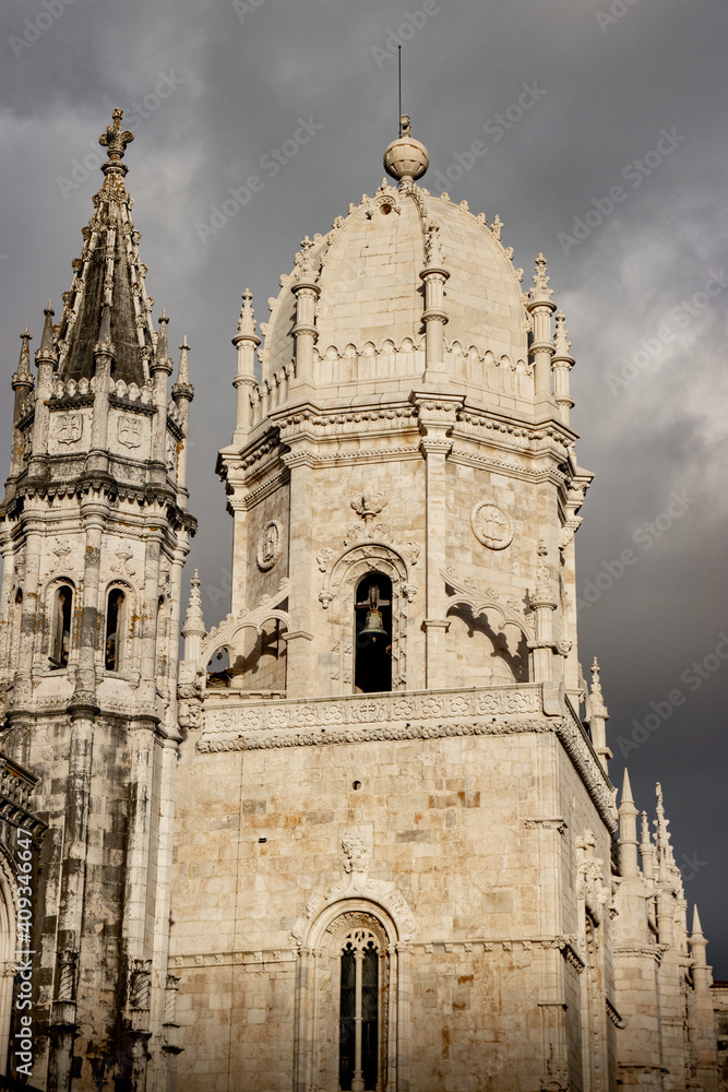 Mosteiro dos Jeronimos, view of historical Jeronimos Monastery in Lisbon, Belem during sunset Mosteiro dos Jeronimos, view of historical Jeronimos Monastery in Lisbon, Belem during sunset
