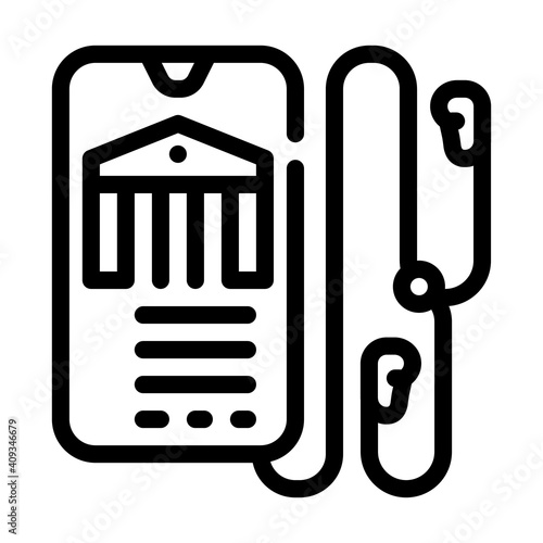 audio guide museum line icon vector illustration