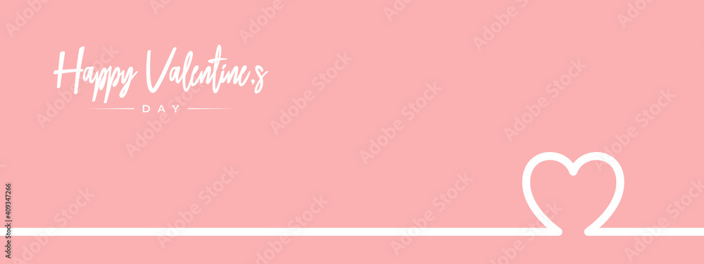 Valentines day banner in pink background with wishing happy holiday, modern style. Template for flyer, invitation and greeting card for holiday.