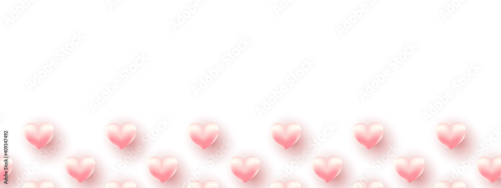 Happy Valentine's Day!, Valentine background. Valentines day vector banner template. Valentines day design with white space for text and hearts elements in pink and white background.
