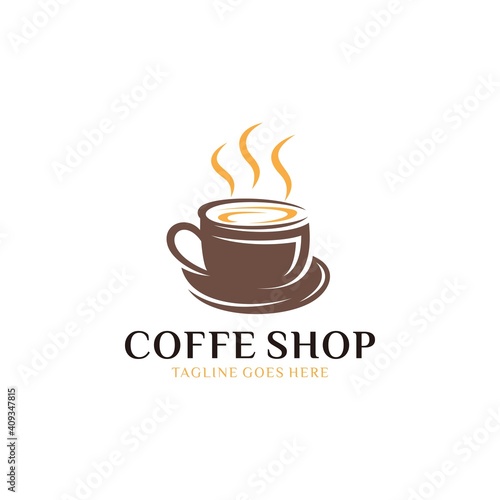 Coffee shop logo design template. Retro coffee emblem. Vector art.
