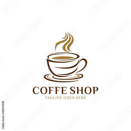 Coffee shop logo design template. Retro coffee emblem. Vector art. 