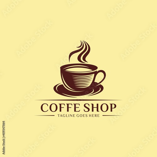Coffee shop logo design template. Retro coffee emblem. Vector art.
