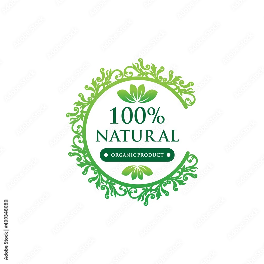 Natural leaf icon. 100% naturals vector image
Natural leaf icon. 100% naturals vector image