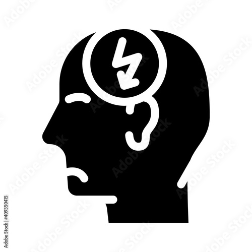head cutting ache, headache glyph icon vector illustration