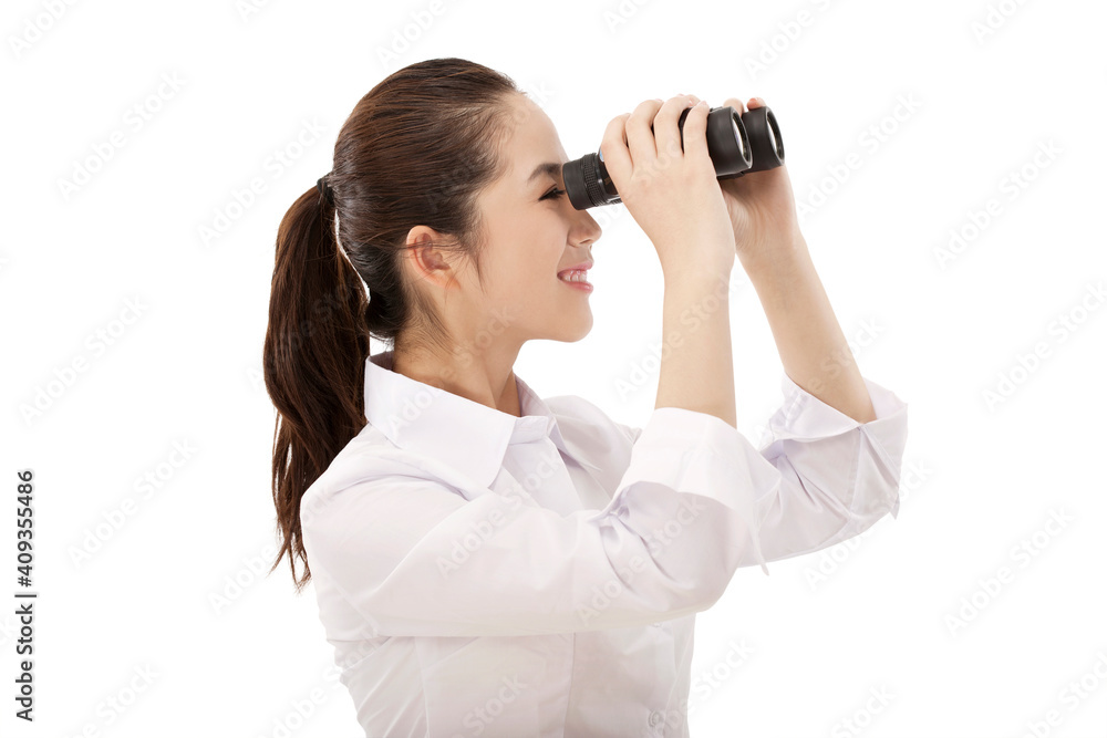 Business lady with a telescope Business lady with a telescope