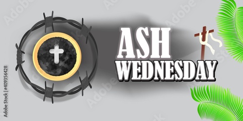 vector illustration of concept for Ash Wednesday wishes greeting , banner, poster