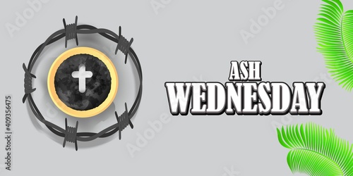 vector illustration of concept for Ash Wednesday wishes greeting , banner, poster
