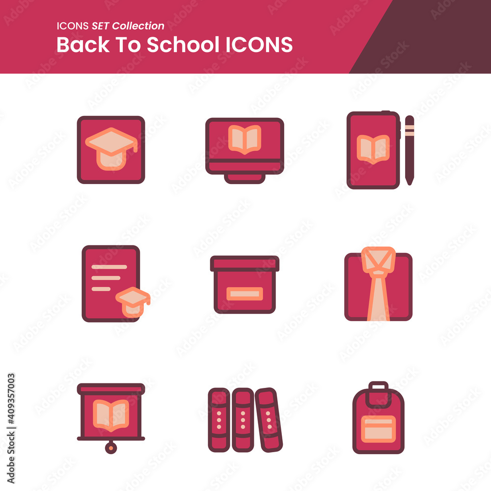 Illustration set icons of School Elementary Ipad, E Learning, Journal and many more. perfect use for web pattern design etc. Illustration set icons of School Elementary Ipad, E Learning, Journal and many more. perfect use for web pattern design etc.