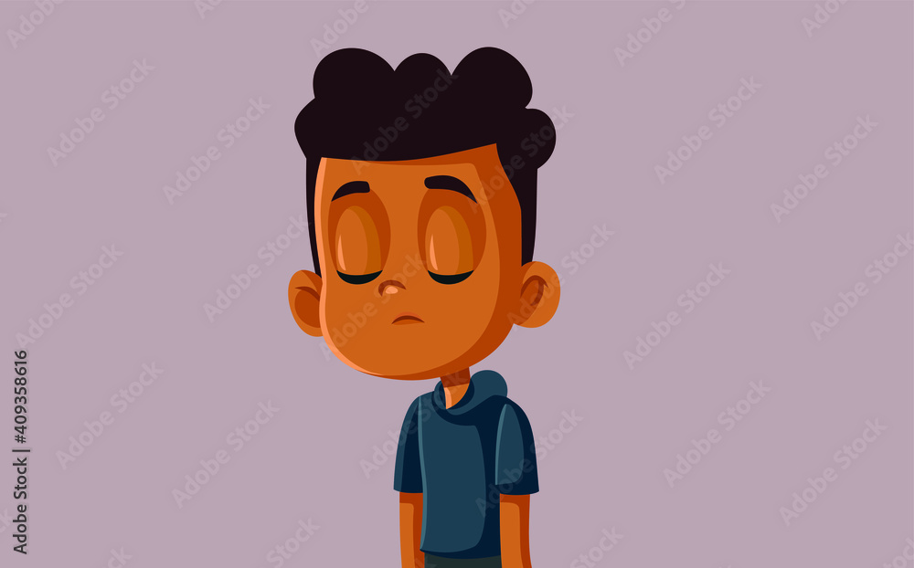 Sad Unhappy African Boy Vector Illustration Sad Unhappy African Boy Vector Illustration