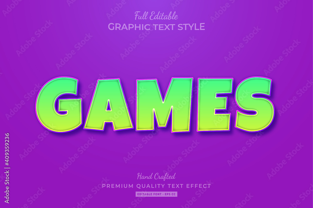 Games Cartoon Editable Text Effect Font Style